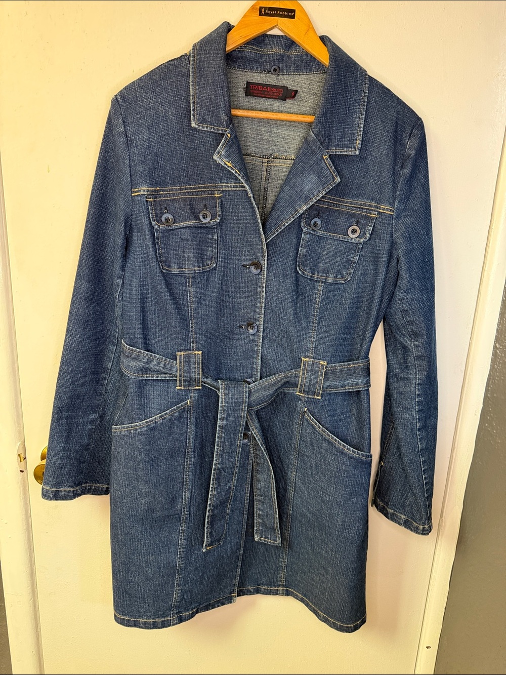 Women's Blue Denim Belted Jean Jacket